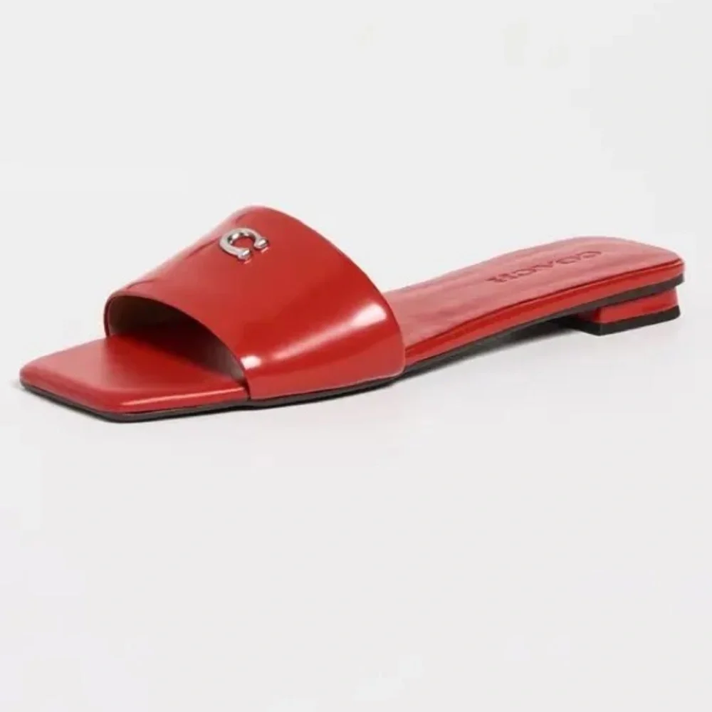 NWT & Box Coach W’s Sz 9 Sculpted C Flat Slip-On Sandals in Sport Red - Picture 5 of 15